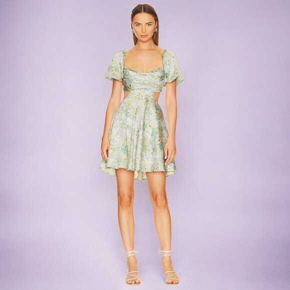 NWT ASTR THE LABEL | CLARITA DRESS | GREEN BLUE FLORAL - Picture 2 of 10